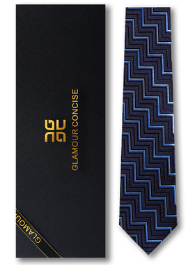领带男高级感正装手打真丝深蓝色送男友老公礼盒 Glamour Concise