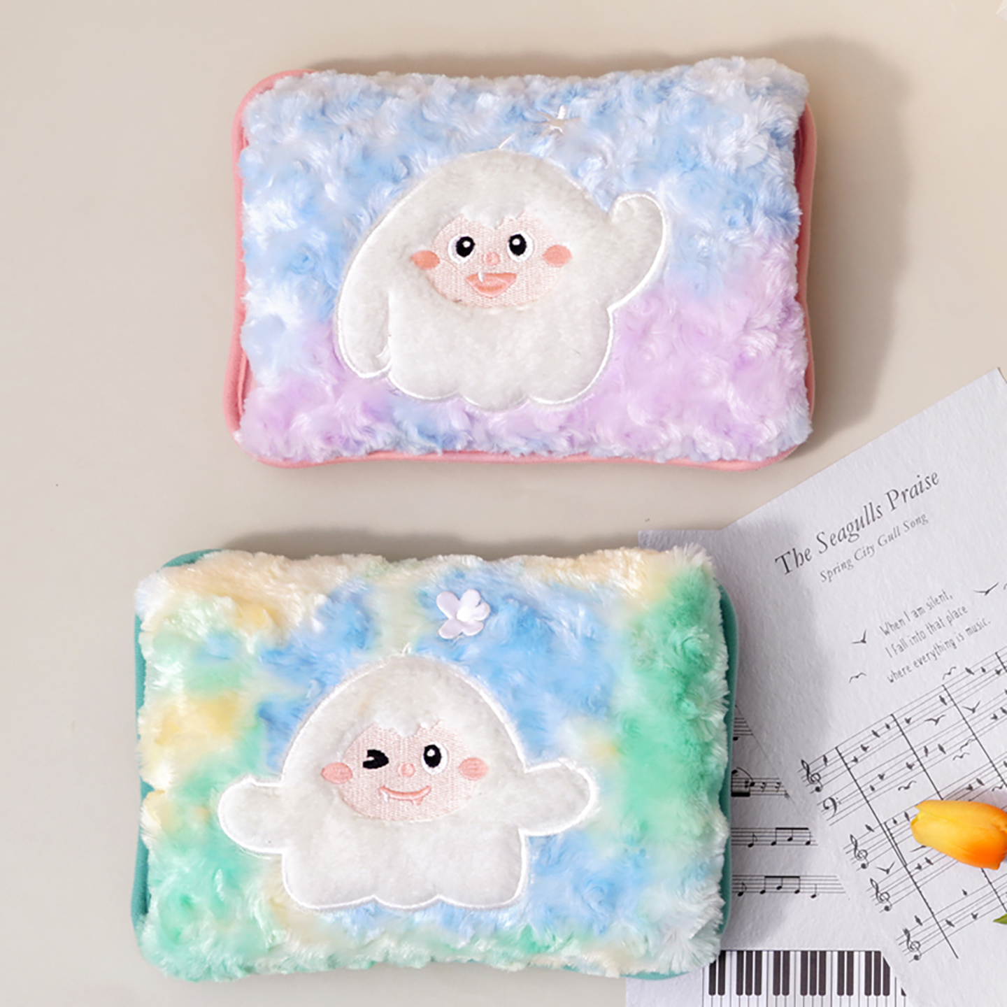 乐雪儿 电热水袋暖腰宝电热宝双插手充电毛绒暖手宝暖水袋电暖袋