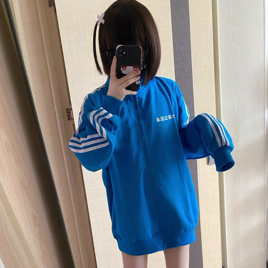 宅萌系亚文化立领条纹卫衣女夏季卫衣/绒衫