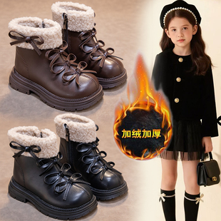 2025秋冬中大童儿童女童加绒加厚公主保暖二棉马丁靴秋冬短靴棉靴