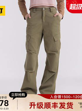 CAT卡特25秋冬新品女士户外美式直筒微阔伞兵裤工装长裤商场同款