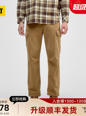 CAT卡特25秋冬新品男士户外四合扣打褶直筒休闲工装长裤商场同款