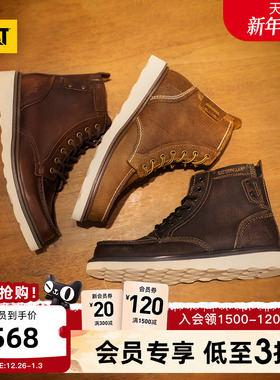 CAT卡特新款男鞋复古单鞋户外时尚休闲鞋百搭高帮马丁靴工装靴