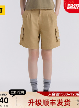 CAT卡特25夏季新品女士户外美式工装风贴袋休闲短裤五分裤