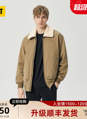 CAT卡特25秋冬新品男士经典短款羊羔绒翻领飞行夹克棉服商场同款