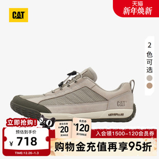 德训鞋 户外低帮透气网眼抽绳免系带休闲鞋 男士 CAT卡特25秋冬新品