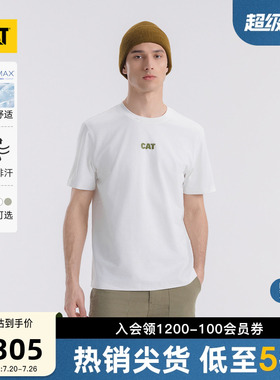 【凉感】CAT卡特夏男士圆领排汗印花设计COOLMAX基础LOGO短袖T恤