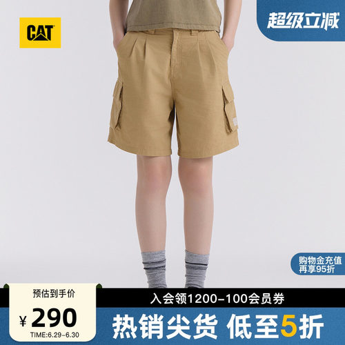 CAT卡特夏季女士户外宽松美式工装风贴袋休闲短裤五分裤