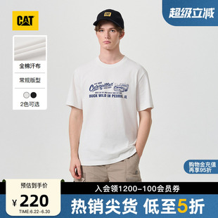 CAT卡特26夏季季新品男士复古工装宽松简约印花纯棉短袖T恤
