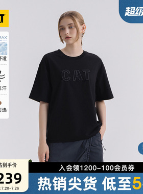 【凉感】CAT卡特夏季女士户外COOLMAX吸湿排汗透气宽松圆领短袖