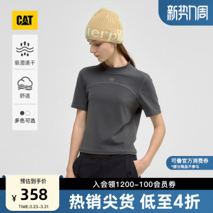 T恤 潮流小圆领短袖 CAT卡特春季 女士百搭吸湿速干修身