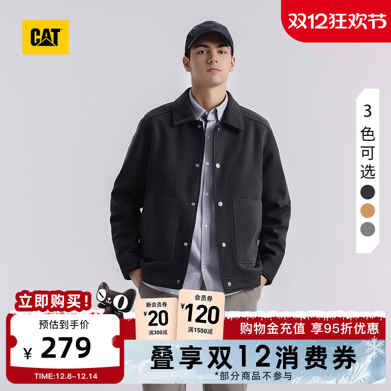 CAT卡特25秋冬男士户外休闲复古麂皮绒翻领哈灵顿夹克工装外套