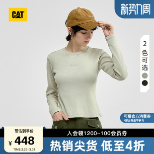 圆领打底T恤商场同款 修身 女士复古刺绣长袖 CAT卡特春季