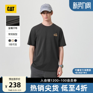 轻户外微落肩简约l印花全棉山系短袖 男士 T恤 新品 CAT卡特26春季
