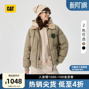 CAT卡特秋冬女士美式 复古羊羔绒领飞行员羽绒服商场同款