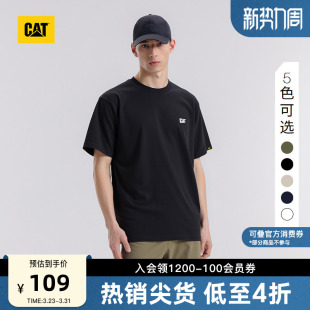 宽松发泡印花基础短袖 CAT卡特25夏季 款 户外经典 字母T恤 男士