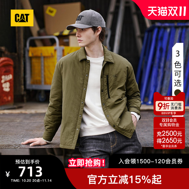 CAT卡特25秋季新品男士休闲通勤工装短款宽松衬衫式薄款棉服外套