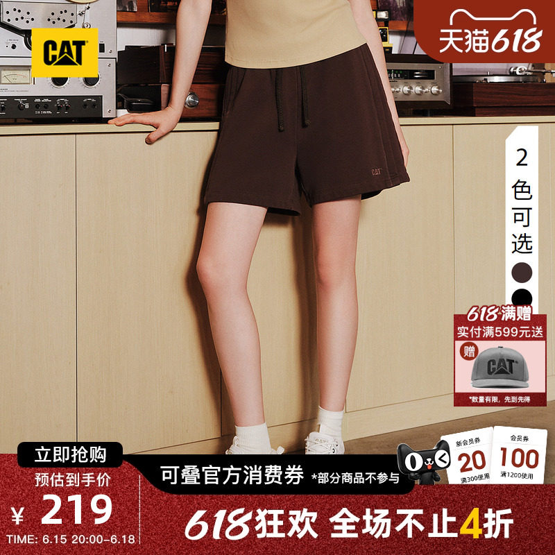 CAT卡特夏季女士美式水洗做旧宽松工装美拉德风休闲运动短裤