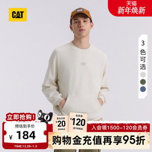 CAT卡特25秋冬新品 户外休闲全棉口袋套头圆领多色廓形卫衣 男士