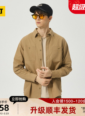 CAT卡特秋冬男士美式复古工装风两贴袋磨毛全棉长袖衬衫外套