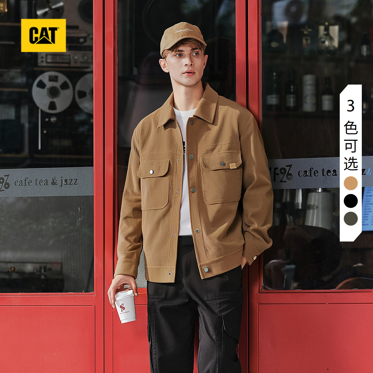 CAT卡特25秋季新品男士户外复古翻领灯灯芯绒工装底特律夹克外套