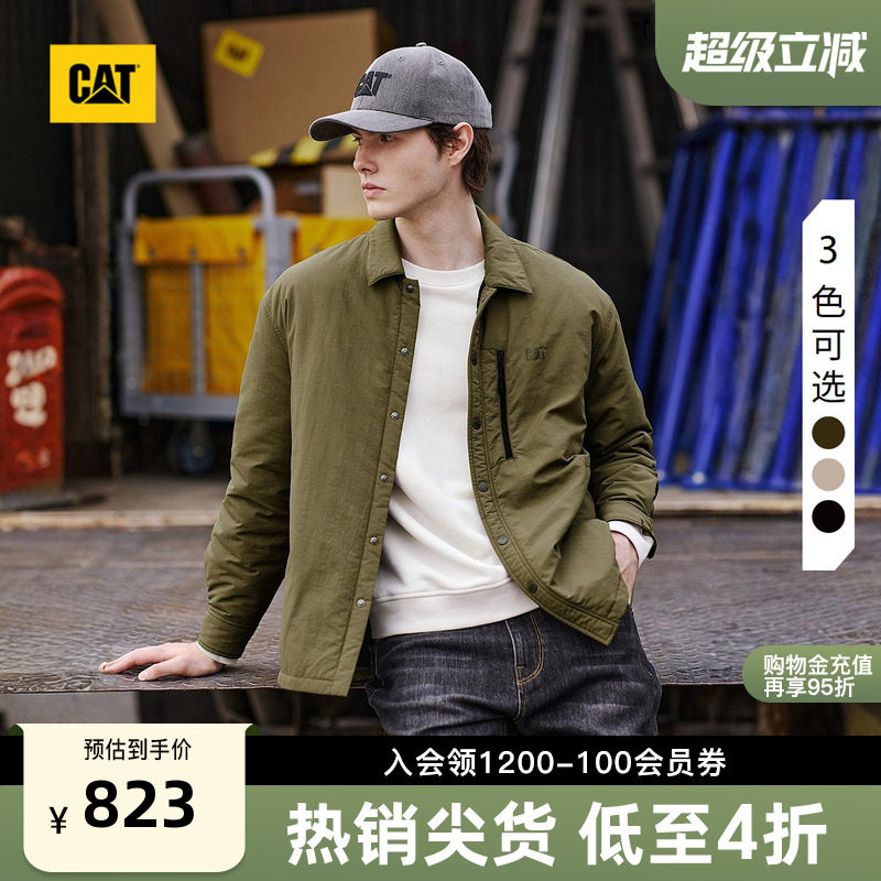 CAT卡特25秋冬男士休闲通勤工装短款宽松衬衫式薄款棉服外套