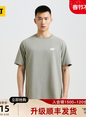 CAT卡特夏季男户外舒适经典百搭logo印花美式宽松短袖T恤