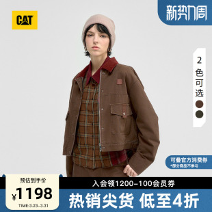 贴袋灯芯绒翻领夹克商场同款 CAT卡特春季 女士复古水洗工装