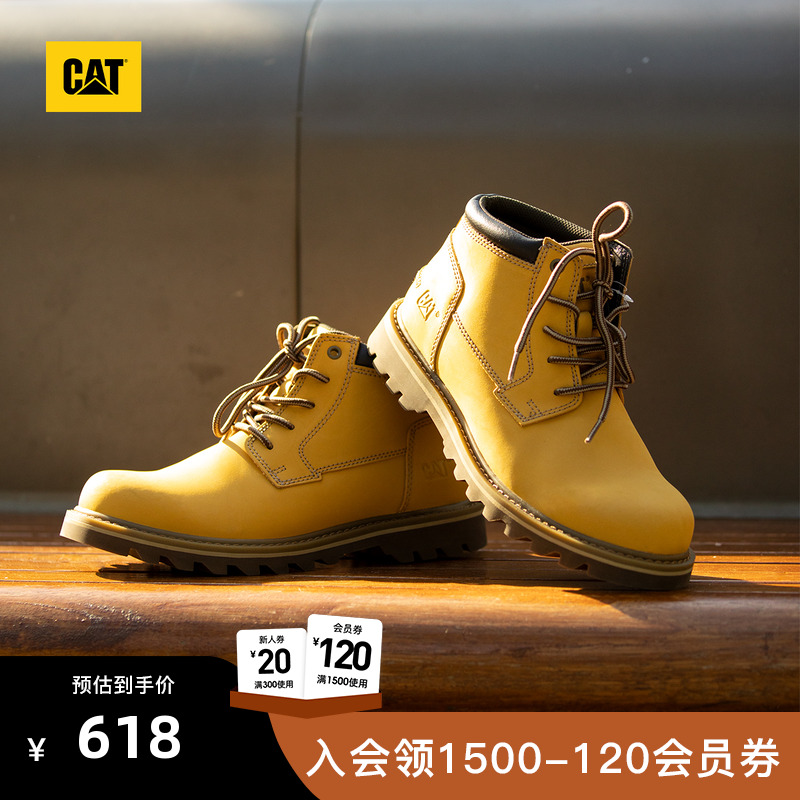 CAT卡特25秋冬新品男鞋户外时尚休闲工装靴休闲皮鞋经典中帮黄靴