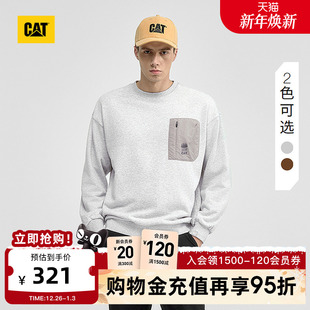 宽松印花异形贴袋套头无帽卫衣商场同款 CAT卡特25秋冬新款 男士