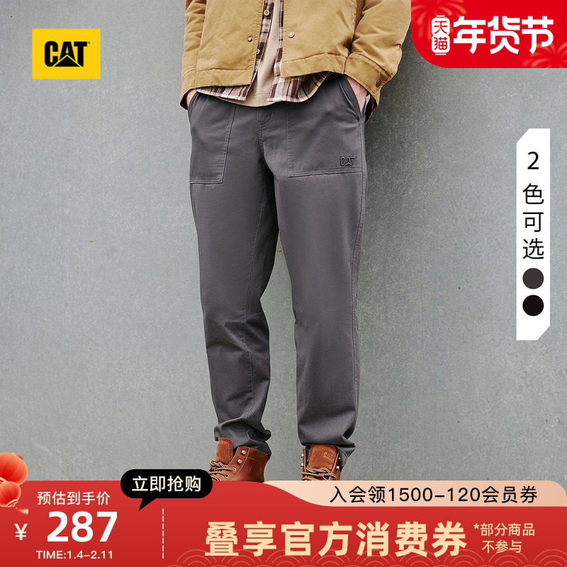 CAT卡特25秋冬新品男士户外复古顺色绣花基础小脚修身工装长裤,男装,时尚工装裤,淘宝优惠券,粉丝福利购,淘宝优惠卷