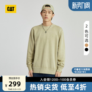 户外休闲美式 情侣LOGO款 复古风全棉卫衣 男女同款 CAT卡特春季