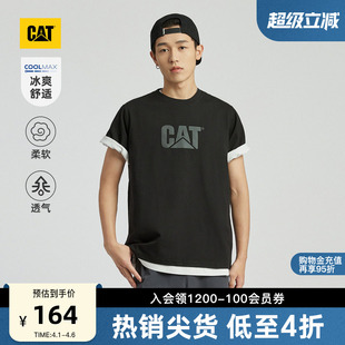 CAT卡特夏季 男户外Coolmax科技ogo印花情侣短袖 T恤 凉感
