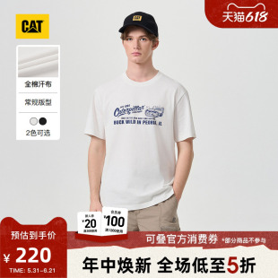 CAT卡特26夏季季新品男士复古工装宽松简约印花全棉短袖T恤