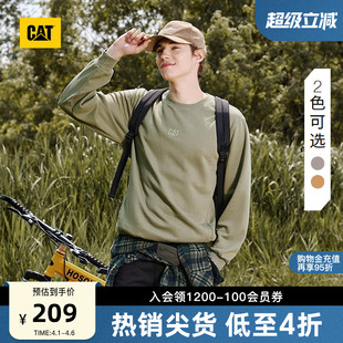 CAT卡特春季 休闲简约双侧口袋圆领百搭印花卫衣 男士