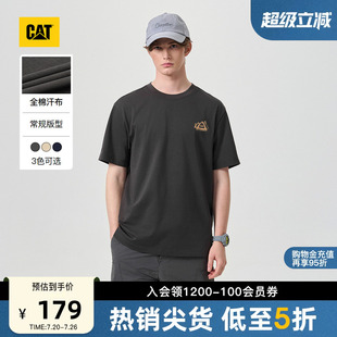 CAT卡特26夏季男士轻户外微落肩简约印花纯棉山系短袖T恤