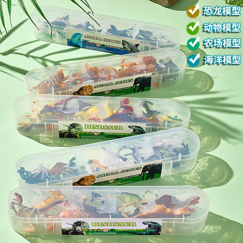 어린이 동물 모델 세트는 바다 생물 고래 상어 플라스틱 공룡 호랑이 코끼리 장난감 소년을 시뮬레이션합니다