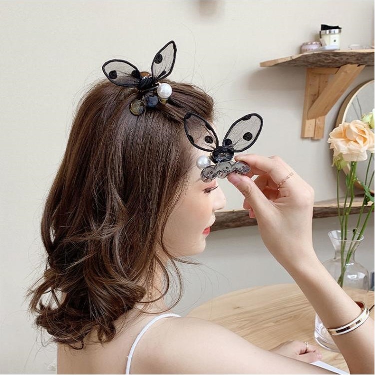 优雅波点ins风网红兔耳朵发夹