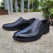 作跑业务皮鞋 新式 商务皮鞋 黑色低帮软面一脚蹬套脚皮鞋 21男士 正装