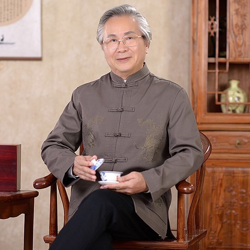 秋冬季唐装男中老年加厚加绒外套纯棉衣服老爷爷棉衣冬天爸爸棉袄