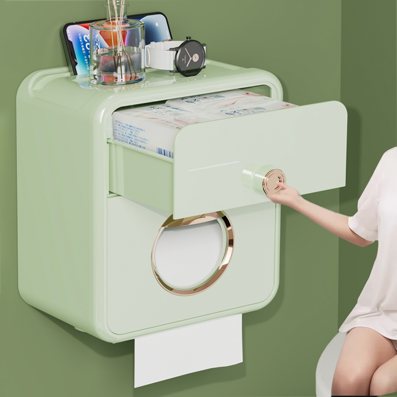 卫生间纸巾盒壁挂式防水厕纸盒免打孔抽纸盒厕所卫生纸卷纸置物架