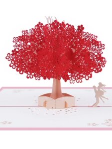 创意樱花树节日通用小卡片情人节生日祝福七夕礼物情侣3D立体贺卡