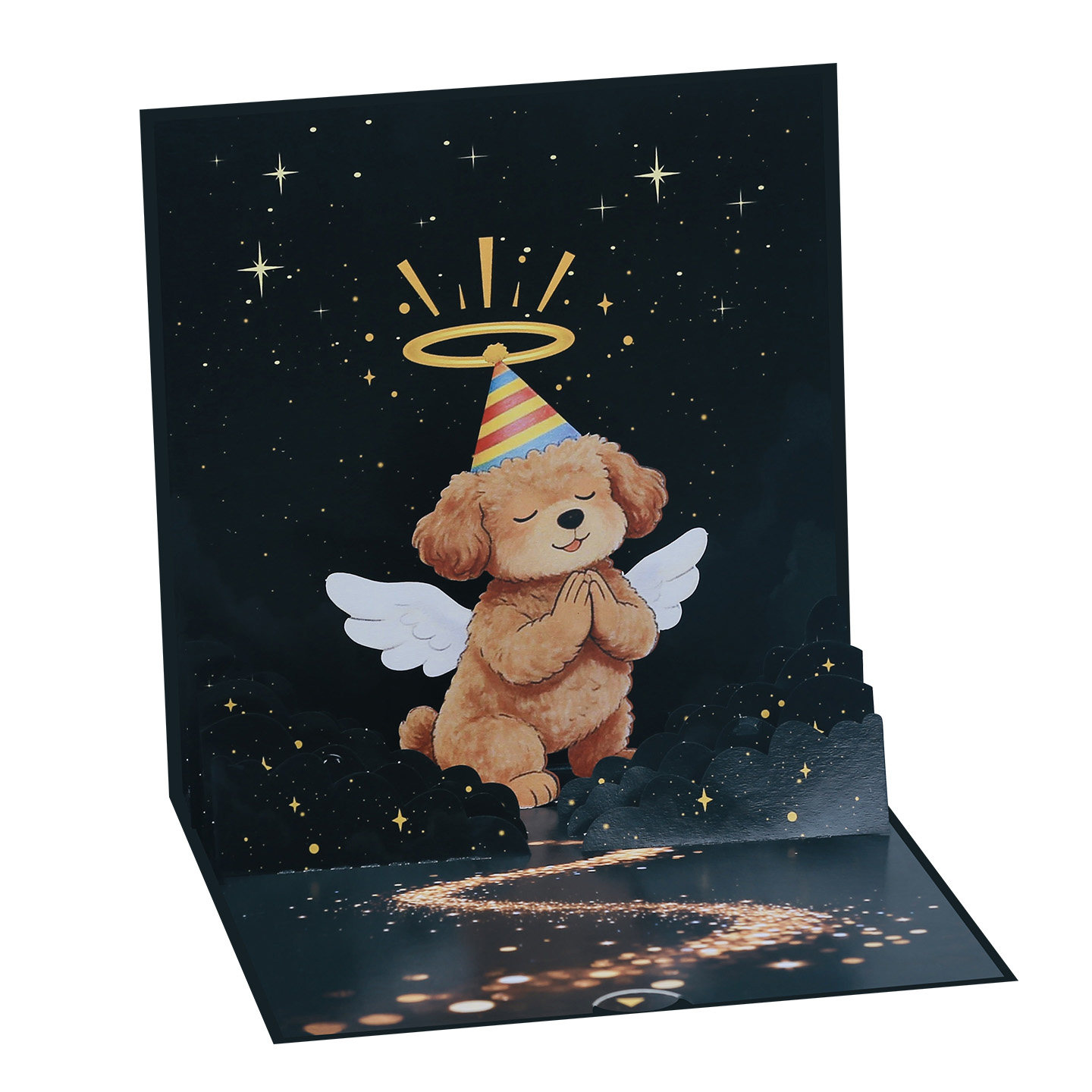 创意3D贺卡可爱生日礼品天使狗狗儿童贺卡小卡片祝福手工立体纸雕