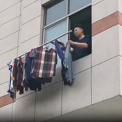 窗户外置晾衣架防护栏飘窗可拆卸