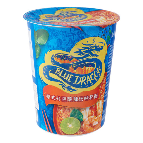 蓝龙泰式杯面泰国进口泰式冬阴味青咖喱桶装面干拌面泡面口味任选