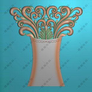 精雕图欧式卷草爱心形状新款对称洋花护栏卡花浮雕图T13装饰柱头