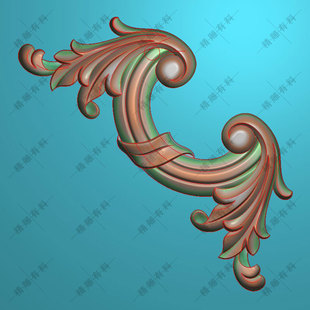 精雕图灰度图卷草三角欧式洋花护墙板房门杨花边角装饰贴花A1角花