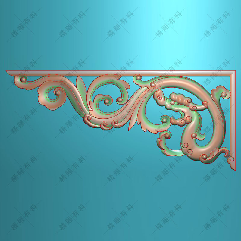 精雕图欧式卷草草龙角花插角新中式桌椅古建牛腿镂空透边花A7角花