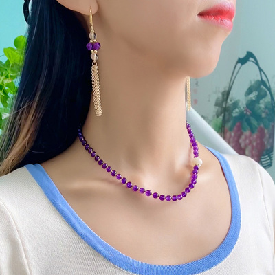 原创乌拉圭紫水晶气质款首饰套装