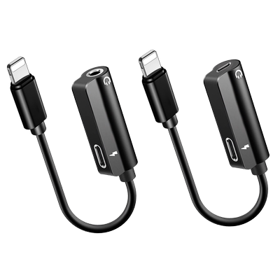 适用于二合一12苹果iphone13耳机转接头lightning扁头转圆头3.5mm转换器pro接口max充电ip11数据线mini有线14